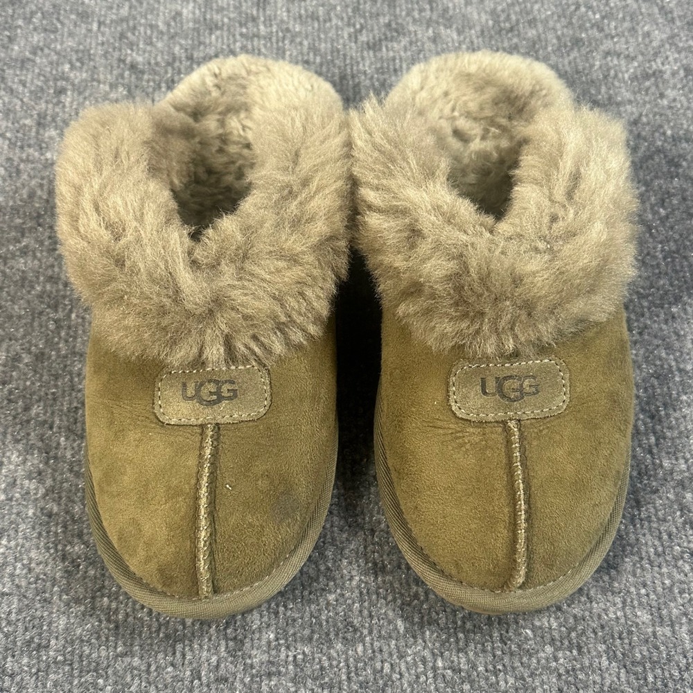 UGG Women's 6 Coquette Sheepskin‎ Slide Slippers Green